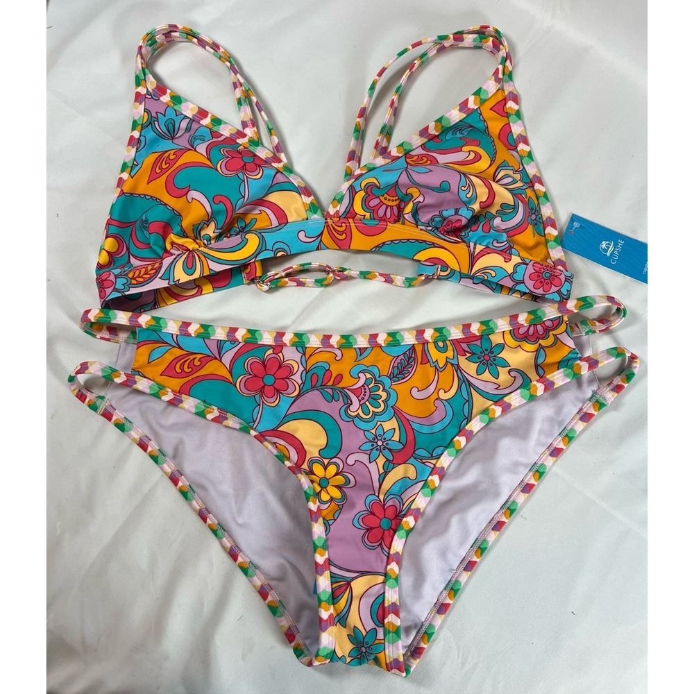 Cupshe Colorful Floral Bikini Set